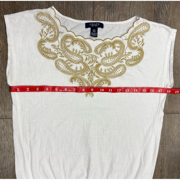 Chaps white cotton top, sz XS - Picture 5 of 7